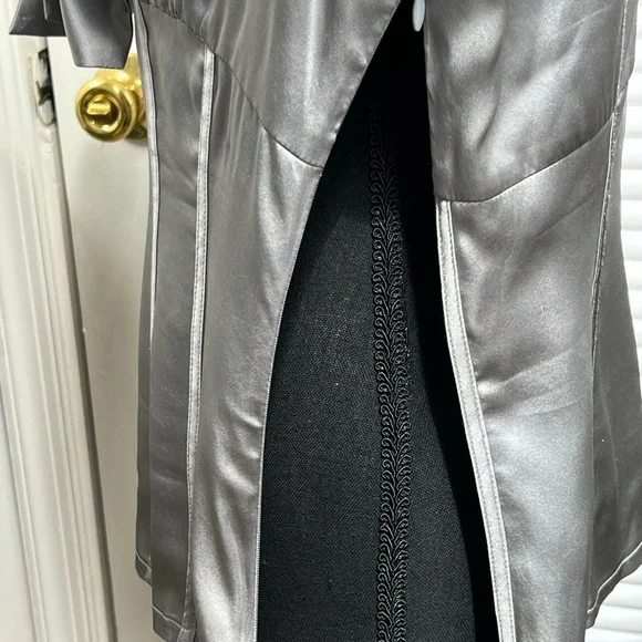 Silver Tie Front Fitted Blouse - Picture 11 of 15